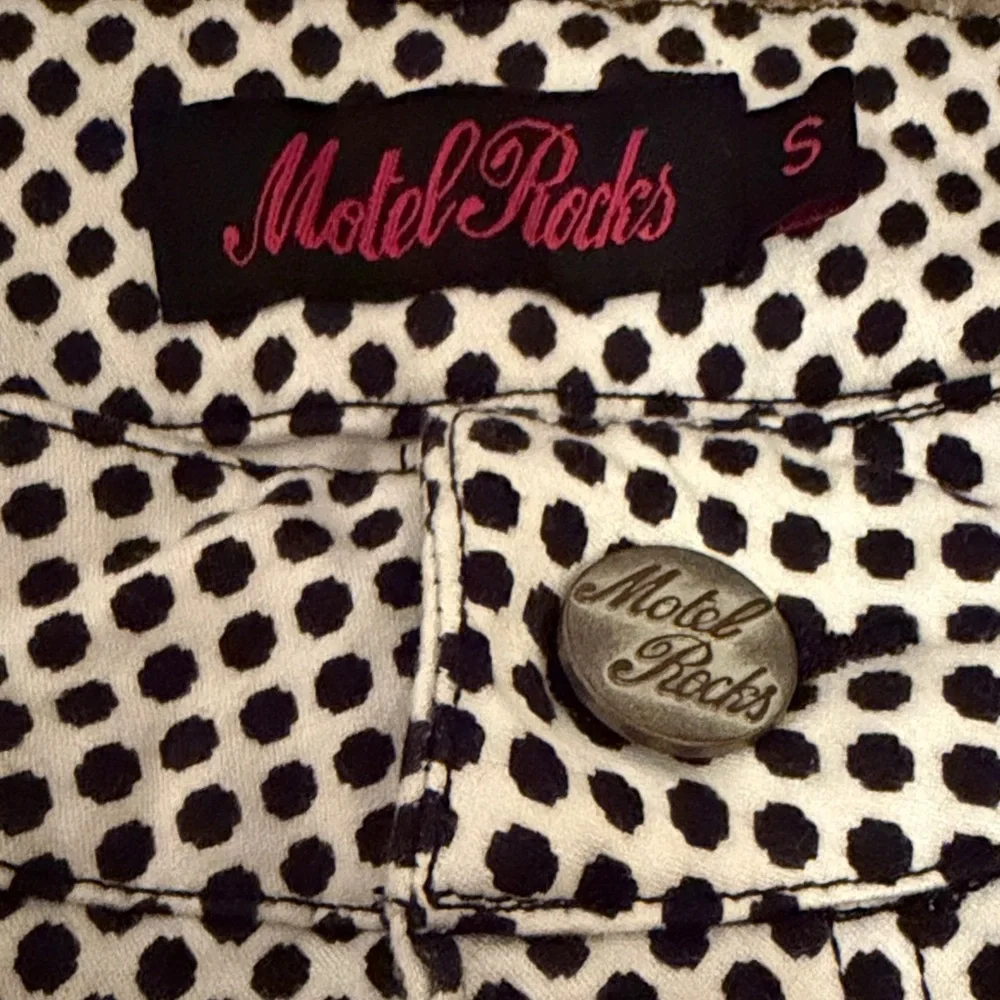 Rare Motel Rocks Trendy Polka Dot Skinny Jeans Black & White Indie Sleaze Small